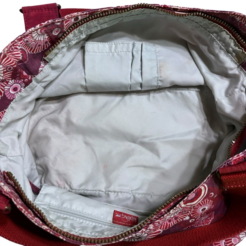 Kipling large Grapevine print travel clutch tote with monkey keychain - Picture 11 of 14